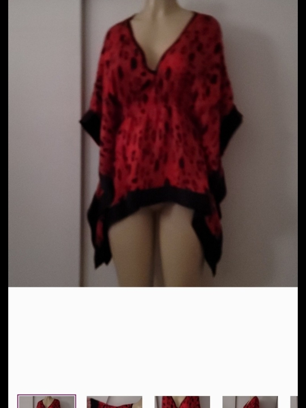 bebe Red and Black Printed Blouse